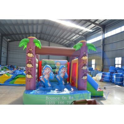 Cartoon Petit singe Mini château gonflable combinaison de diapositives pour le jeu en intérieur