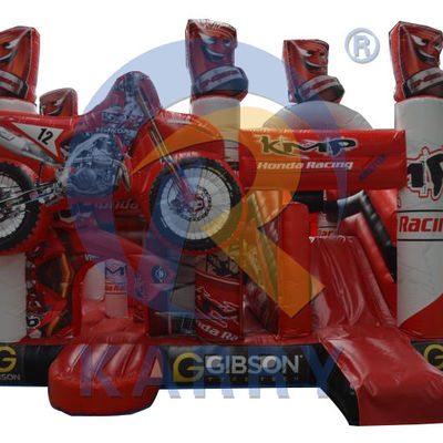 Bouncy Red 3D Racing Castle Slide Combo avec le château gonflable et le logo personnalisé