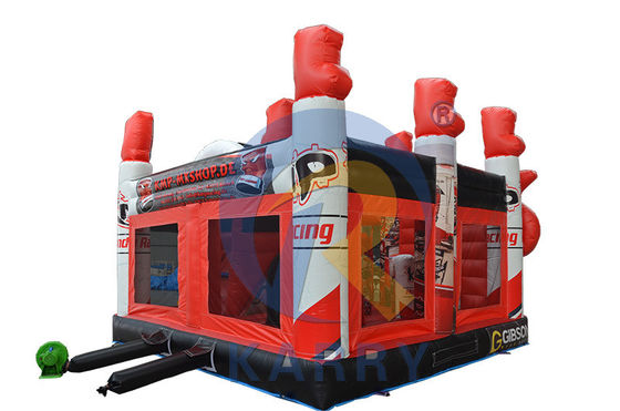 Bouncy Red 3D Racing Castle Slide Combo avec le château gonflable et le logo personnalisé