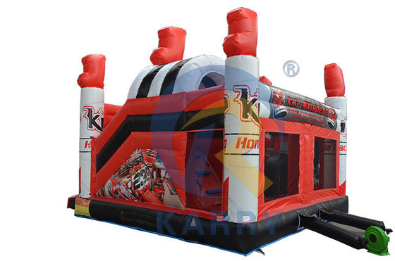 Bouncy Red 3D Racing Castle Slide Combo avec le château gonflable et le logo personnalisé