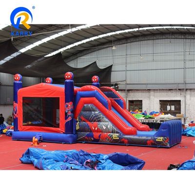 Château à saut gonflable de couleur personnalisée Spiderman Château à saut avec combo de diapositive