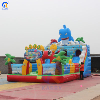 Le monde de l'eau heureuse château gonflable avec toboggan sec et sea bouncer