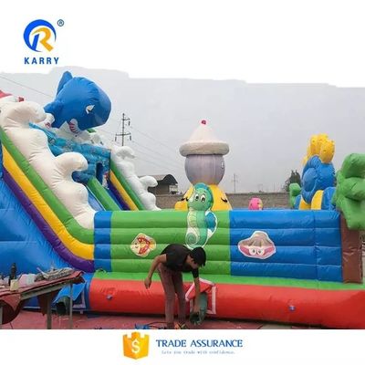 Certificat EN14960 Château gonflable gonflable en PVC et toboggan pour la ville de divertissement des animaux marins