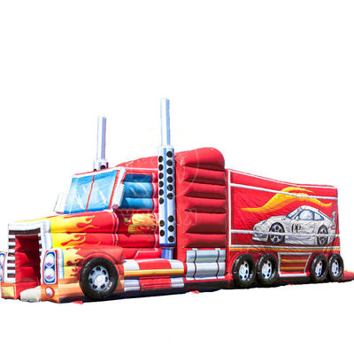 OEM Acceptable gonflable gros camion rouge château combo de glissement pour les enfants avec souffleur et glissement