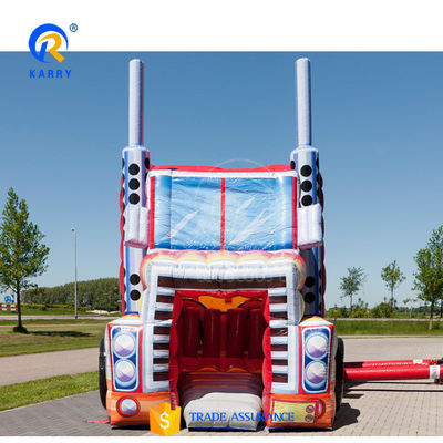 OEM Acceptable gonflable gros camion rouge château combo de glissement pour les enfants avec souffleur et glissement
