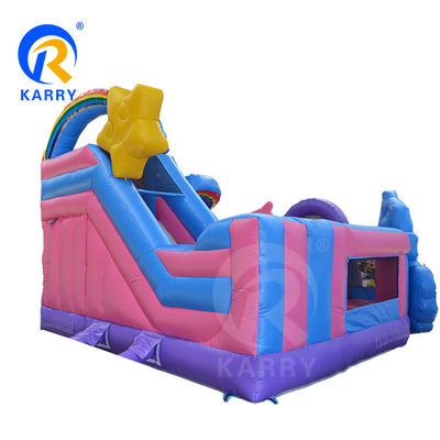 Outdoor Fun Commercial 0.55mm PVC arc-en-ciel unicorne gonflable avec glisser-déposer humide à sec