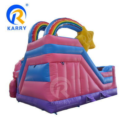 Outdoor Fun Commercial 0.55mm PVC arc-en-ciel unicorne gonflable avec glisser-déposer humide à sec