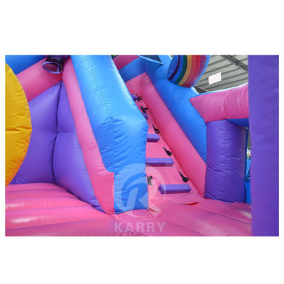 Outdoor Fun Commercial 0.55mm PVC arc-en-ciel unicorne gonflable avec glisser-déposer humide à sec