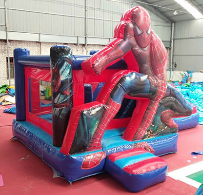 Capacité maximale 100-500 kg Spiderman maison gonflable avec piscine et château