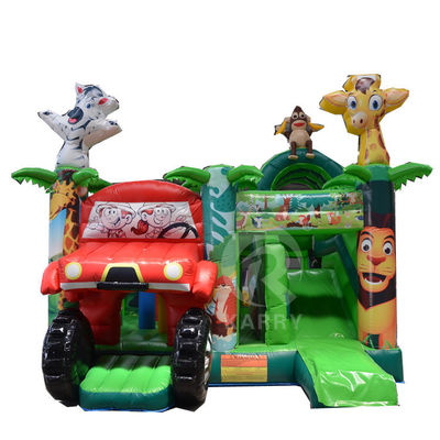 Impression numérique Jungle Adventure maison gonflable avec combo de glissière et de château