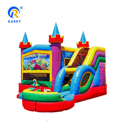 Bouncer orange gonflable Pvc Castle Bounce House pour les fêtes Location de kits de réparation inclus