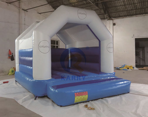 Château de saut commercial blanc et bleu maison gonflable pour un terrain de jeu unisexe