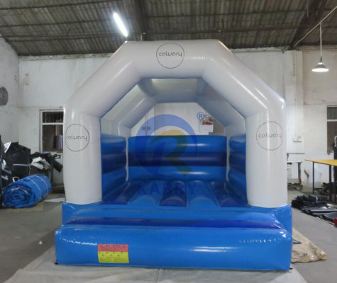 Château de saut commercial blanc et bleu maison gonflable pour un terrain de jeu unisexe