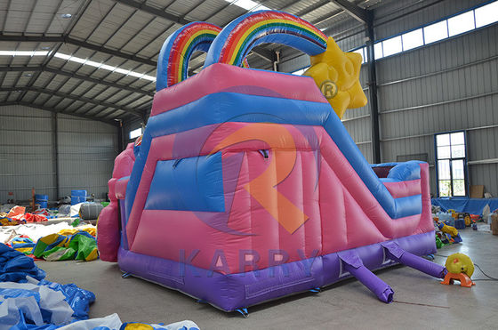 Rainbow Double Unicorn Trampoline aérienne Château gonflable Combo H14ft pour les événements de fête
