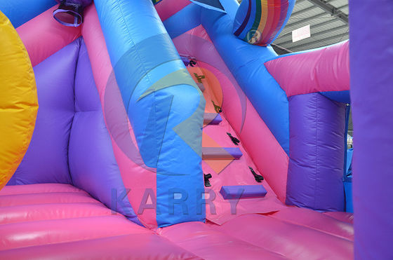 Rainbow Double Unicorn Trampoline aérienne Château gonflable Combo H14ft pour les événements de fête