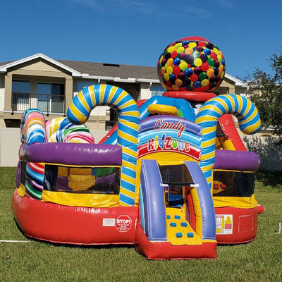 Kidzone Commercial Inflatable Candy House Thème Château Moonwalk Bouncer pour la maison
