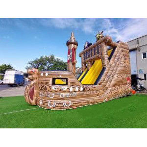 Slide de trampoline gonflable de couleur personnalisée avec château et toboggan en bois
