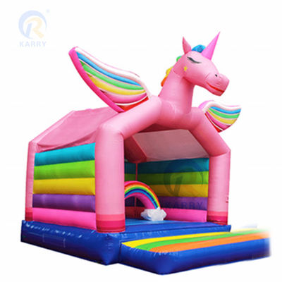 Commercial arc-en-ciel tacheté unicorne gonflable château gonflable combo glisser acceptable OEM