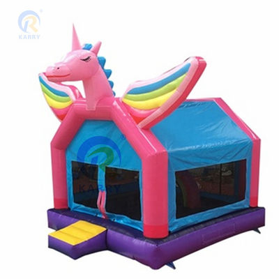 Commercial arc-en-ciel tacheté unicorne gonflable château gonflable combo glisser acceptable OEM