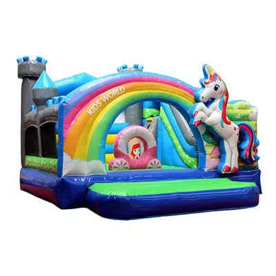 Taille personnalisée 3D Arc-en-ciel Unicorn château combinaison de toboggan parfait pour les fêtes