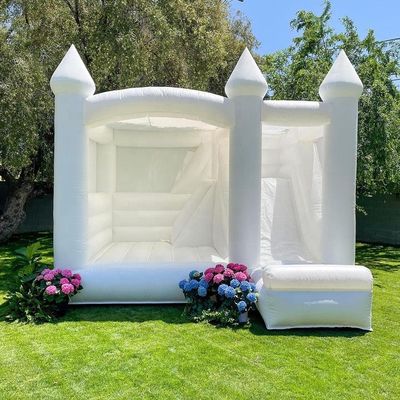 Fête pour enfants en plein air, incontournable, mariage gonflable blanc, maison de rebond avec glissement
