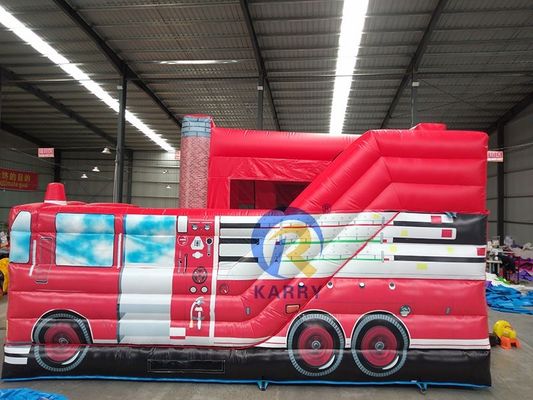 Camion de pompiers porte-ballon gonflable Combo de glissière pour les soirées Location d'âge 14 ans et plus