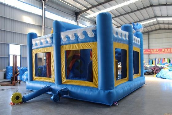 Unisexe aire de jeux extérieure 5*5m Commercial Inflatable Dolphin Bounce House avec glissement
