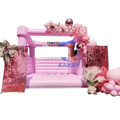 Fête de mariage Château gonflable portable et durable Trampoline gonflable rose clair