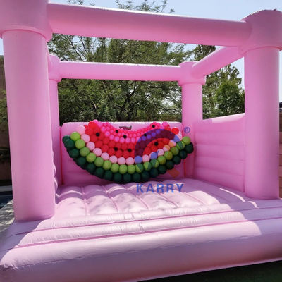 Fête de mariage Château gonflable portable et durable Trampoline gonflable rose clair