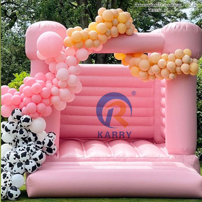 Fête de mariage Château gonflable portable et durable Trampoline gonflable rose clair