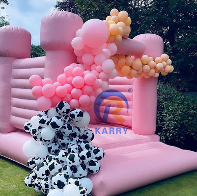 Fête de mariage Château gonflable portable et durable Trampoline gonflable rose clair