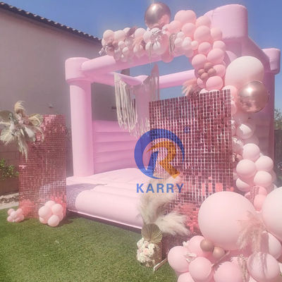 Fête de mariage Château gonflable portable et durable Trampoline gonflable rose clair