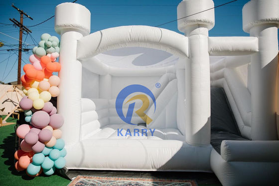 Fête de mariage personnalisé Château gonflable blanc avec glisser et bouncer combo