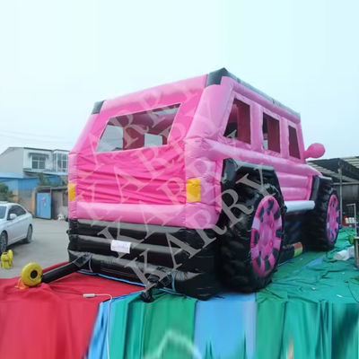 Blower avec Blower Jeep rose maison gonflable avec glissement et bouncer pour les adolescents