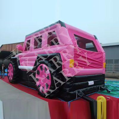 Blower avec Blower Jeep rose maison gonflable avec glissement et bouncer pour les adolescents