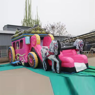14 ans de jeu en plein air Princesse chariot maison gonflable avec glisser