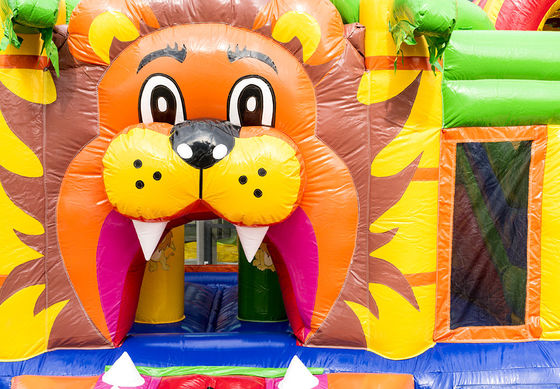 14 ans Unisexe gonflable en plein air Jungle Lion Bouncer avec glissière et château de saut