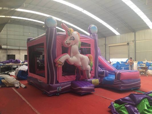 Slide combiné portable de château rebondissant avec certification EN71 arc-en-ciel unicorne et glisse