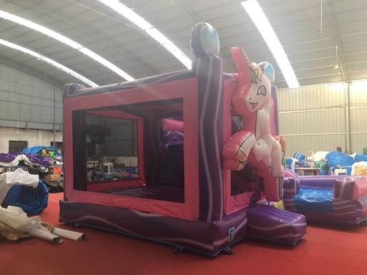 Slide combiné portable de château rebondissant avec certification EN71 arc-en-ciel unicorne et glisse