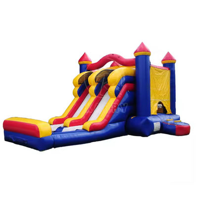 3 en 1 double voie gonflable château gonflable combo de diapositive en design coloré pour unisexe