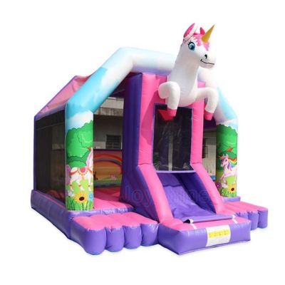 Les filles rose dessin animé Bala Fée magique Château gonflable avec diapositive 6 * 4 * 3,5m Taille