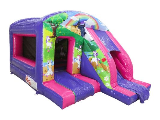 Les filles rose dessin animé Bala Fée magique Château gonflable avec diapositive 6 * 4 * 3,5m Taille