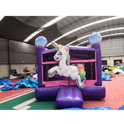 Impression numérique arc-en-ciel unicorne PVC château violet gonflable