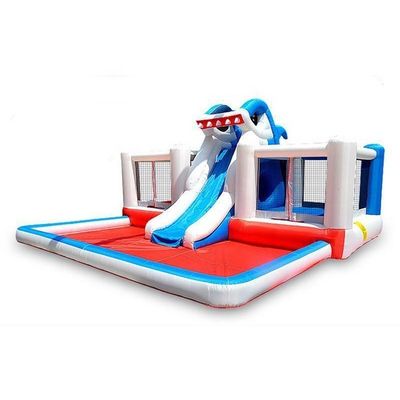Château enfants saut à l'eau gonflable requin saut à l'eau avec glisser-déposer et conception portable