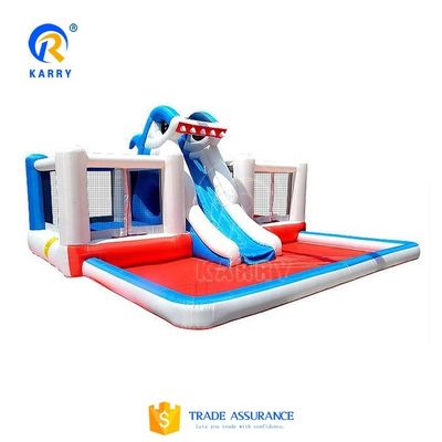 Château enfants saut à l'eau gonflable requin saut à l'eau avec glisser-déposer et conception portable