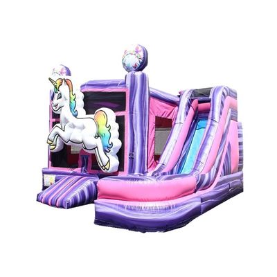 5x5m Inflatable arc-en-ciel licorne château rebondissant combo de diapositive de couleur personnalisée