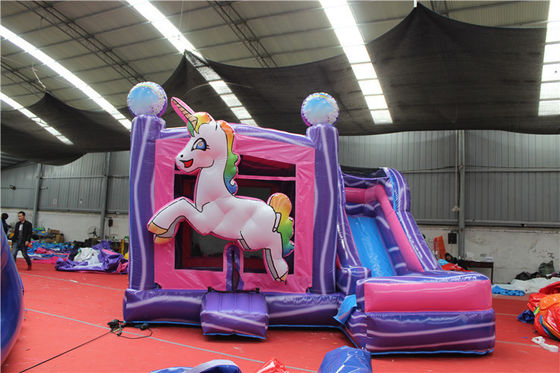 5x5m Inflatable arc-en-ciel licorne château rebondissant combo de diapositive de couleur personnalisée