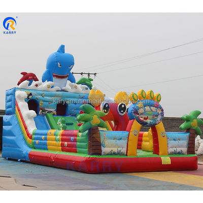 Thème du monde de la mer Grand toboggan gonflable ville amusante maison de rebond commercial 8x5x5.2m
