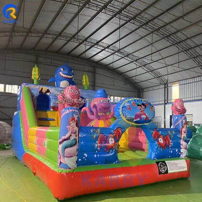 Thème du monde de la mer Grand toboggan gonflable ville amusante maison de rebond commercial 8x5x5.2m