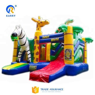 Château d'aventure de la jungle bouncer gonflable combo de glissière avec la jungle animal design